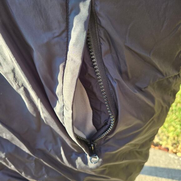 Men's Lands' End Reversible Goose Down Puffer Jacket Blue Black Hood sz Lg 42-44 - Picture 8 of 16